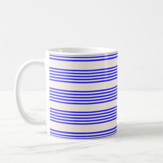 Mug Motif électrique bleu et beige cinq bandes (Gauche)