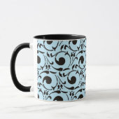 Mug Motif élégant Damask Blue Black Swirls (Gauche)