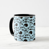 Mug Motif élégant Damask Blue Black Swirls (Devant gauche)