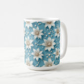 Mug Motif Élégant de Fleur Blanche avec Perles (Devant droit)