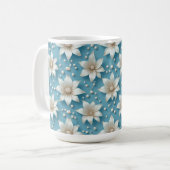 Mug Motif Élégant de Fleur Blanche avec Perles (Devant gauche)