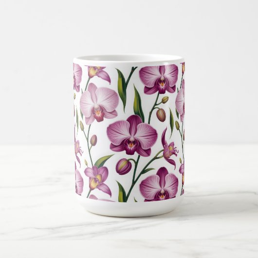 Mug Motif élégant sans couture d'orchidée violette et  (Centre)