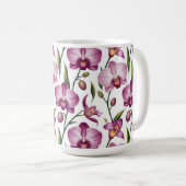 Mug Motif élégant sans couture d'orchidée violette et  (Devant droit)