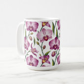 Mug Motif élégant sans couture d'orchidée violette et  (Devant gauche)