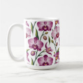 Mug Motif élégant sans couture d'orchidée violette et  (Gauche)