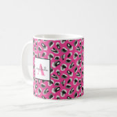 Mug Motif Empreinte de léopard rose monogramme personn (Devant gauche)