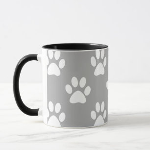 Mug Motif empreinte de patte gris et blanc