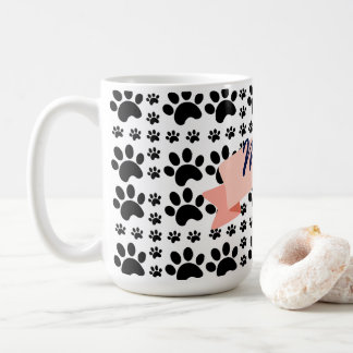 Mug Motif empreinte de patte noire mignon et ruban "Me
