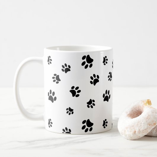 Mug Motif Empreintes de Patte Noires (Avec donut)