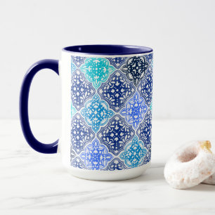 Mug Motif en carrelage marocain peint en bleu