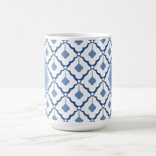 Mug Motif en céramique chinois bleu avec Monogram (Centre)