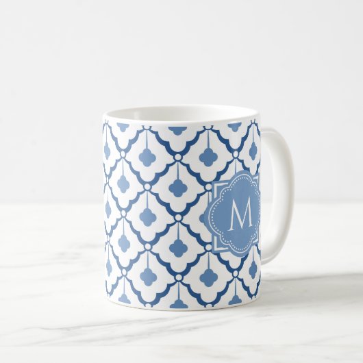 Mug Motif en céramique chinois bleu avec Monogram (Devant droit)