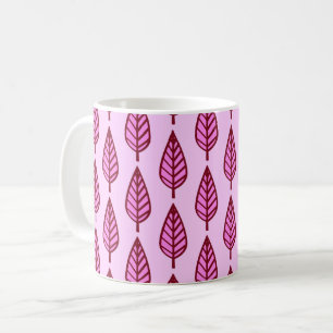 Mug Motif en feuille de hêtre - rose et bordeaux