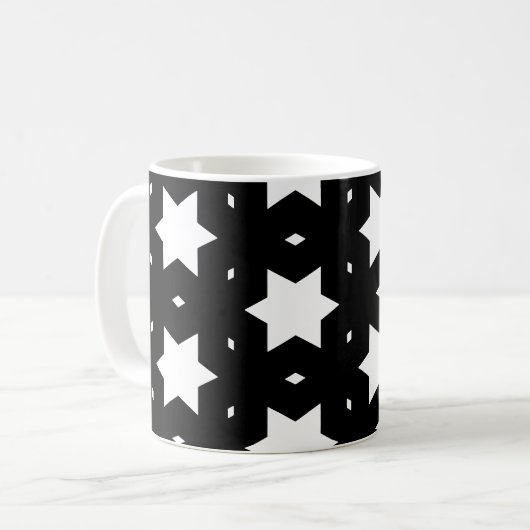 Mug Motif en forme d'étoile noire blanche (Devant gauche)