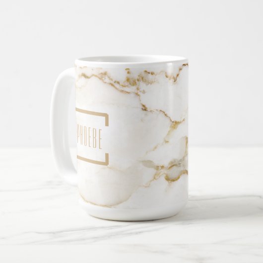 Mug Motif en marbre à effet or moderne (Devant gauche)