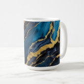Mug Motif en marbre bleu avec or (Devant droit)