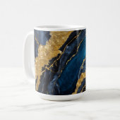 Mug Motif en marbre bleu avec or (Devant gauche)