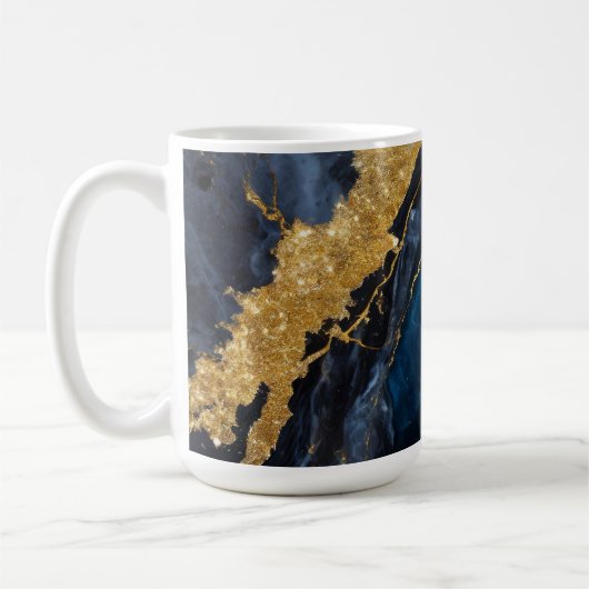 Mug Motif en marbre bleu avec or (Gauche)
