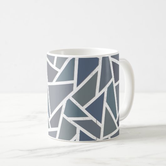Mug Motif en mosaïque gris bleu (Devant droit)