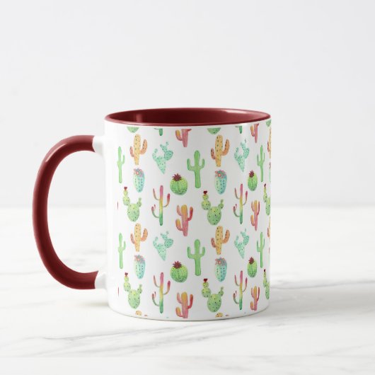Mug Motif en pastel d'aquarelle de cactus (Gauche)