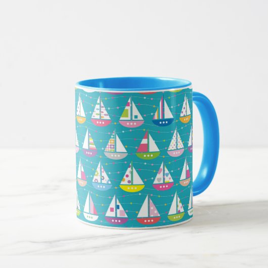 Mug Motif en pastel de voilier (Devant droit)