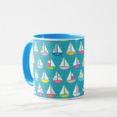 Mug Motif en pastel de voilier (Devant gauche)