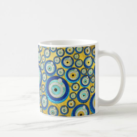 Mug Motif en verre bleu grec d'amulette d'oeil mauvais (Droite)