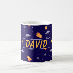 Mug Motif espace nom orange bleu