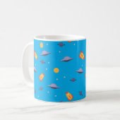 Mug Motif espace orange turquoise (Devant gauche)