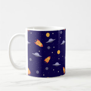 Mug Motif espace uf orange bleu