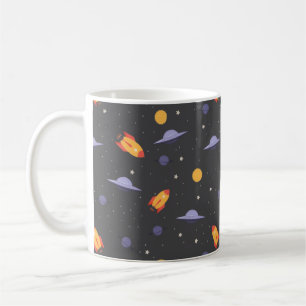 Mug Motif espace ufO orange gris