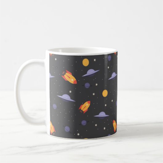 Mug Motif espace ufO orange gris (Gauche)
