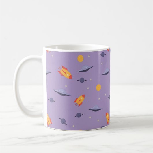 Mug Motif espace ufo orange lavande (Gauche)