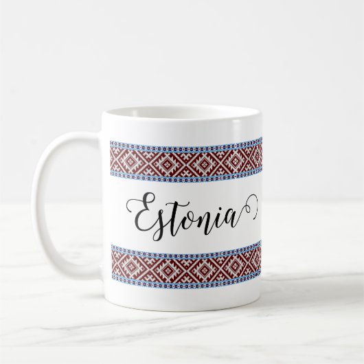 Mug Motif Estonien de ramassage 2 Ceintures tissées (Gauche)