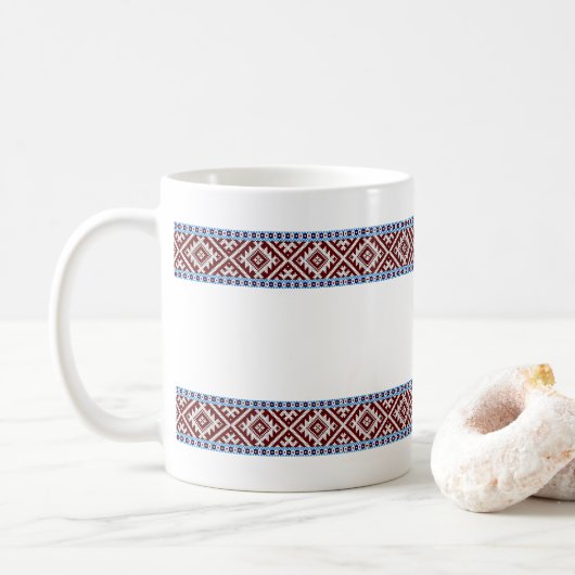 Mug Motif Estonien de ramassage 2 Ceintures tissées (Avec donut)
