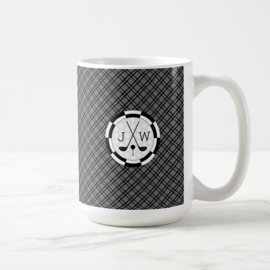 Mug Motif et monogramme modernes d'équipement de golf (Droite)