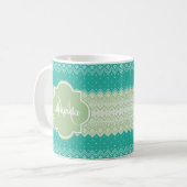 Mug Motif et nom du noeud vert à la mode Turquoise Neo (Devant gauche)