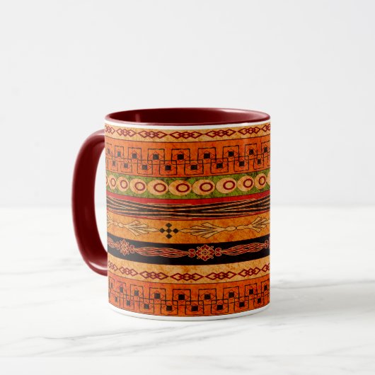 Mug Motif ethnique africain rayé. (Devant gauche)