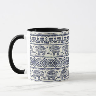 Mug Motif ethnique bleu d'éléphant