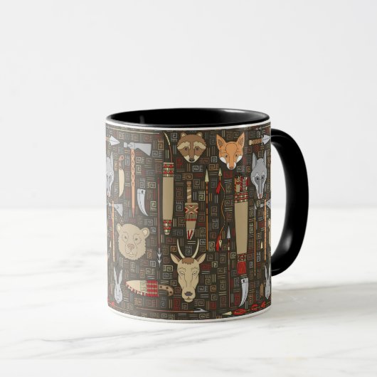 Mug Motif ethnique de chasse (Devant droit)