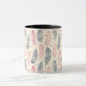 Mug Motif Ethnique De Plumes Rose Et Violet (Centre)