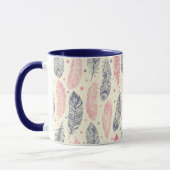 Mug Motif Ethnique De Plumes Rose Et Violet (Gauche)