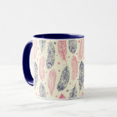 Mug Motif Ethnique De Plumes Rose Et Violet (Devant gauche)