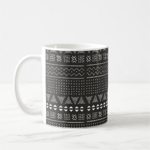 Mug Motif ethnique tribal noir et blanc avec géométrie