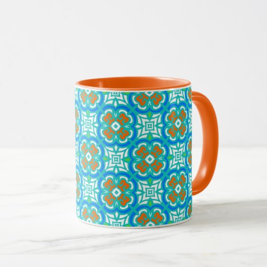 Mug Motif ethnique Turquoise (Devant droit)