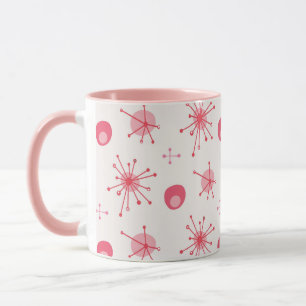 Mug Motif étoilé atomique du milieu du siècle Rose, Ro