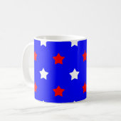 Mug Motif Étoiles Rouge Blanc Fond Bleu (Devant gauche)