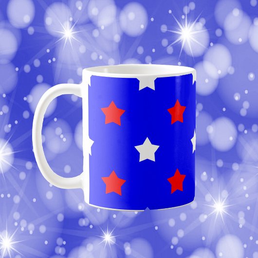 Mug Motif Étoiles Rouge Blanc Fond Bleu