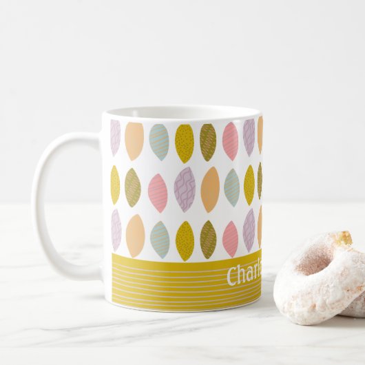 Mug Motif Feuille Abstrait moderne personnalisé (Avec donut)