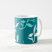 Mug Motif Feuille blanc Turquoise (Devant droit)